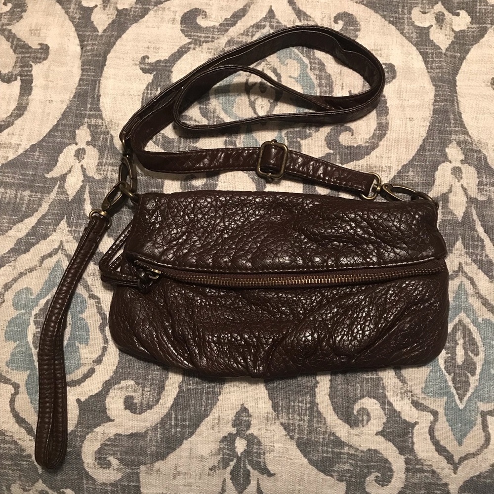 Brown Mossimo cross body foldover faux leather bag